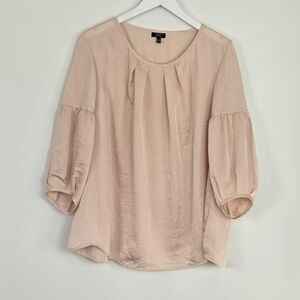 Talbots Satin Champagne Blush Balloon Sleeve Petite Size 20P Blouse